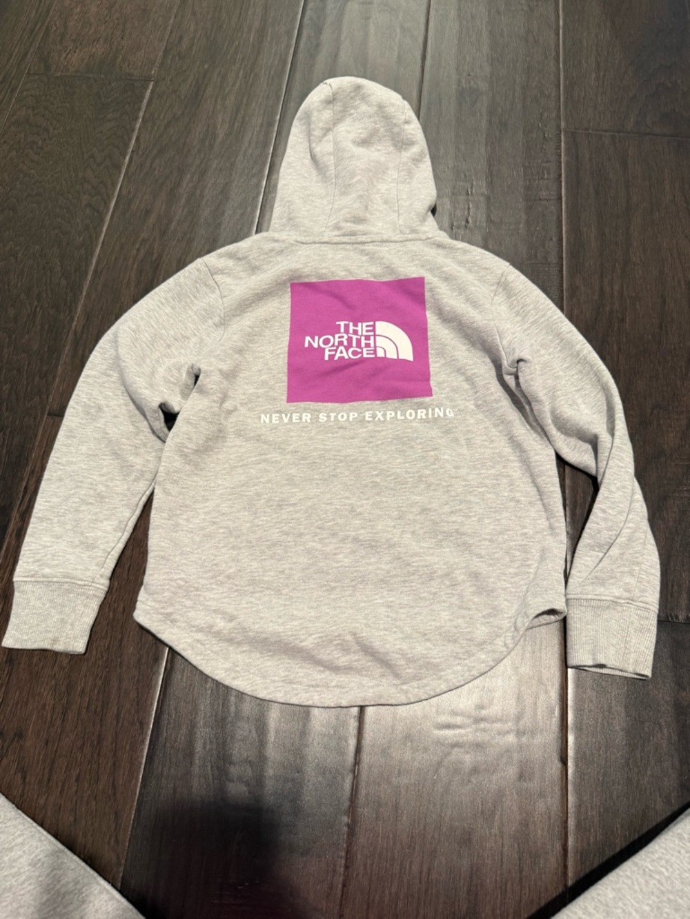 The North Face Light Gray Hoodie with Black Neck Label